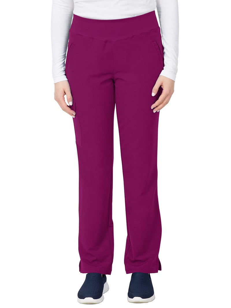 Healing Hands Womens Yoga Scrubs Pant 6 Pocket HH360 9155 Naomi Athleisure Scrub Yoga Pant for Women Wine L - Image 1